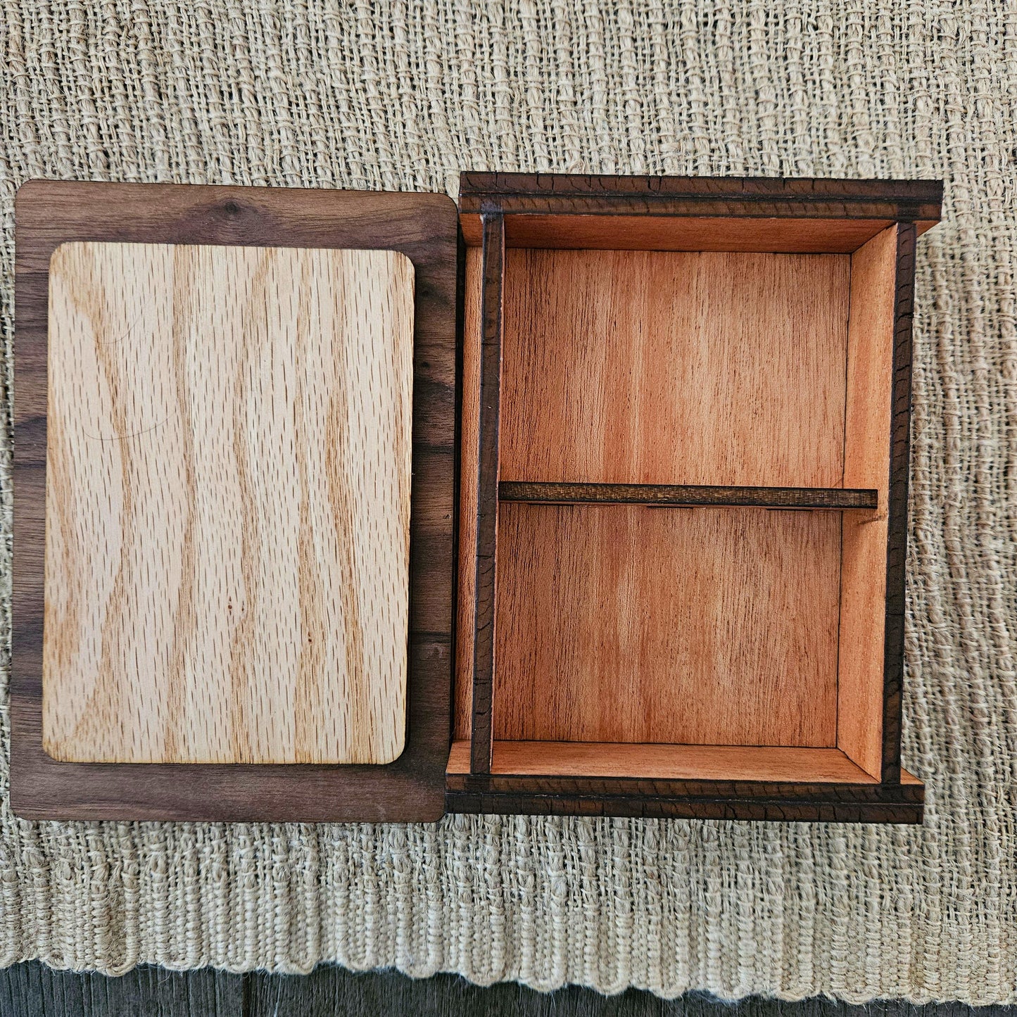 Handcrafted Wooden Luxury Card Box with Geometric Design