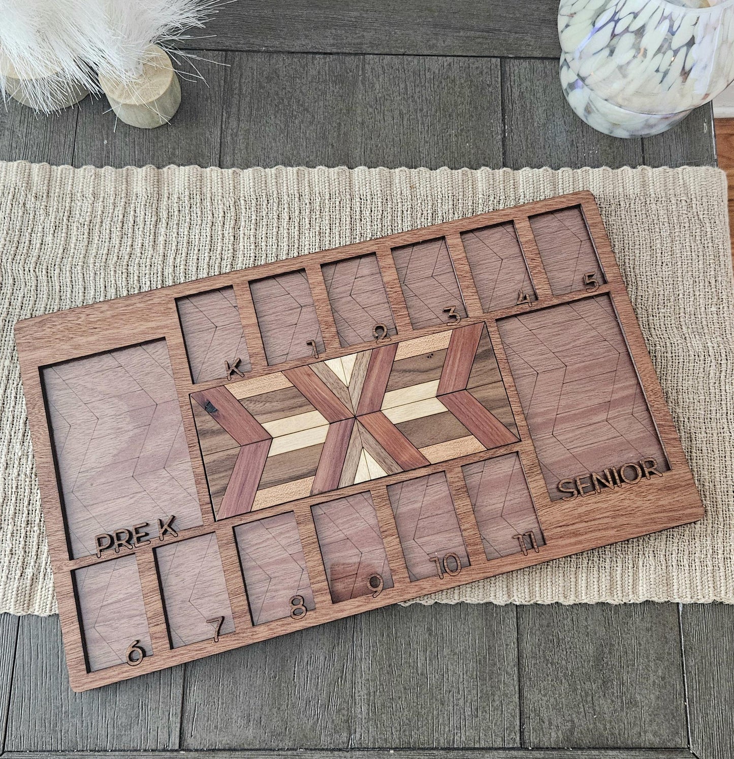 School Years Wood Picture Frame with Quilt Detail