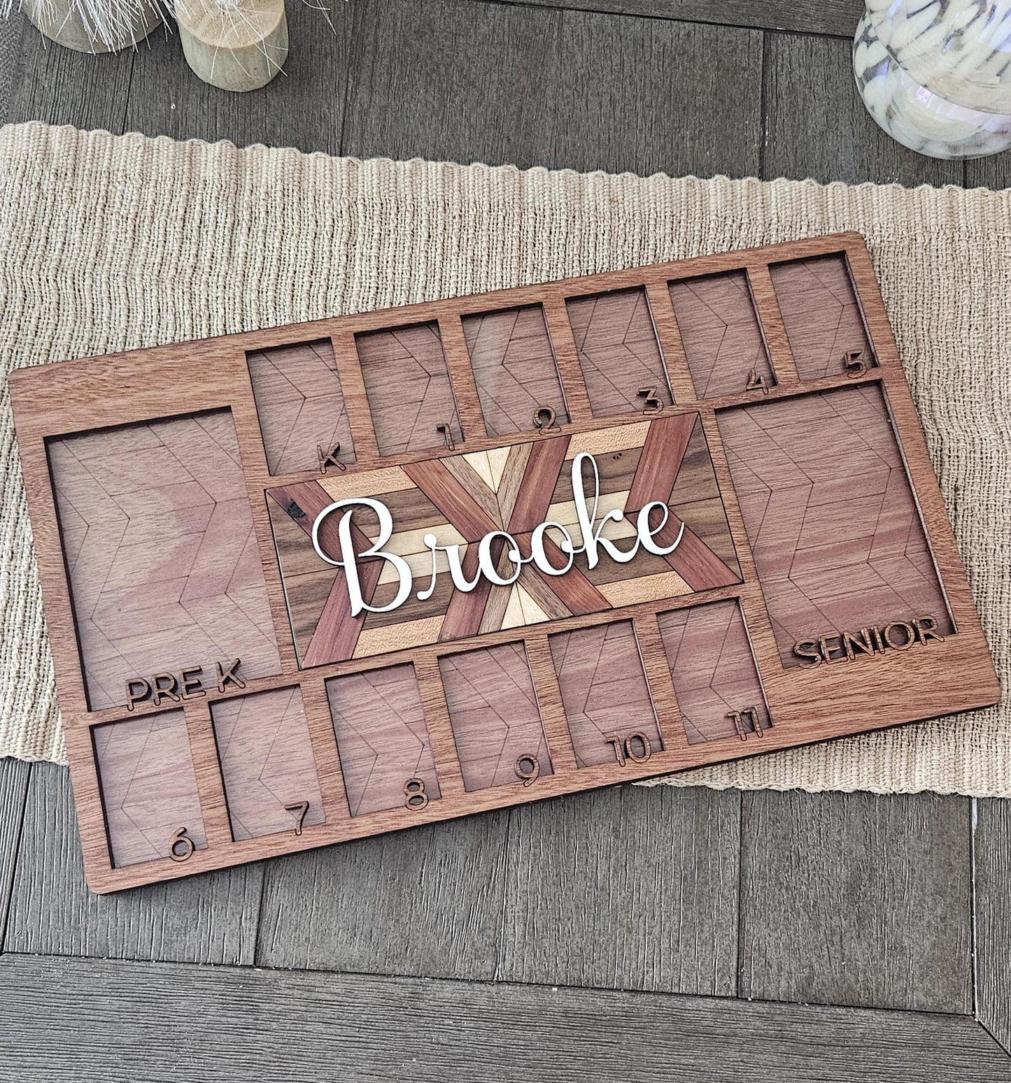 School Years Wood Picture Frame with Quilt Detail