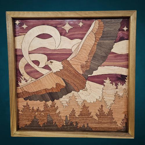 Handcrafted Soaring Eagle Wood Wall Art