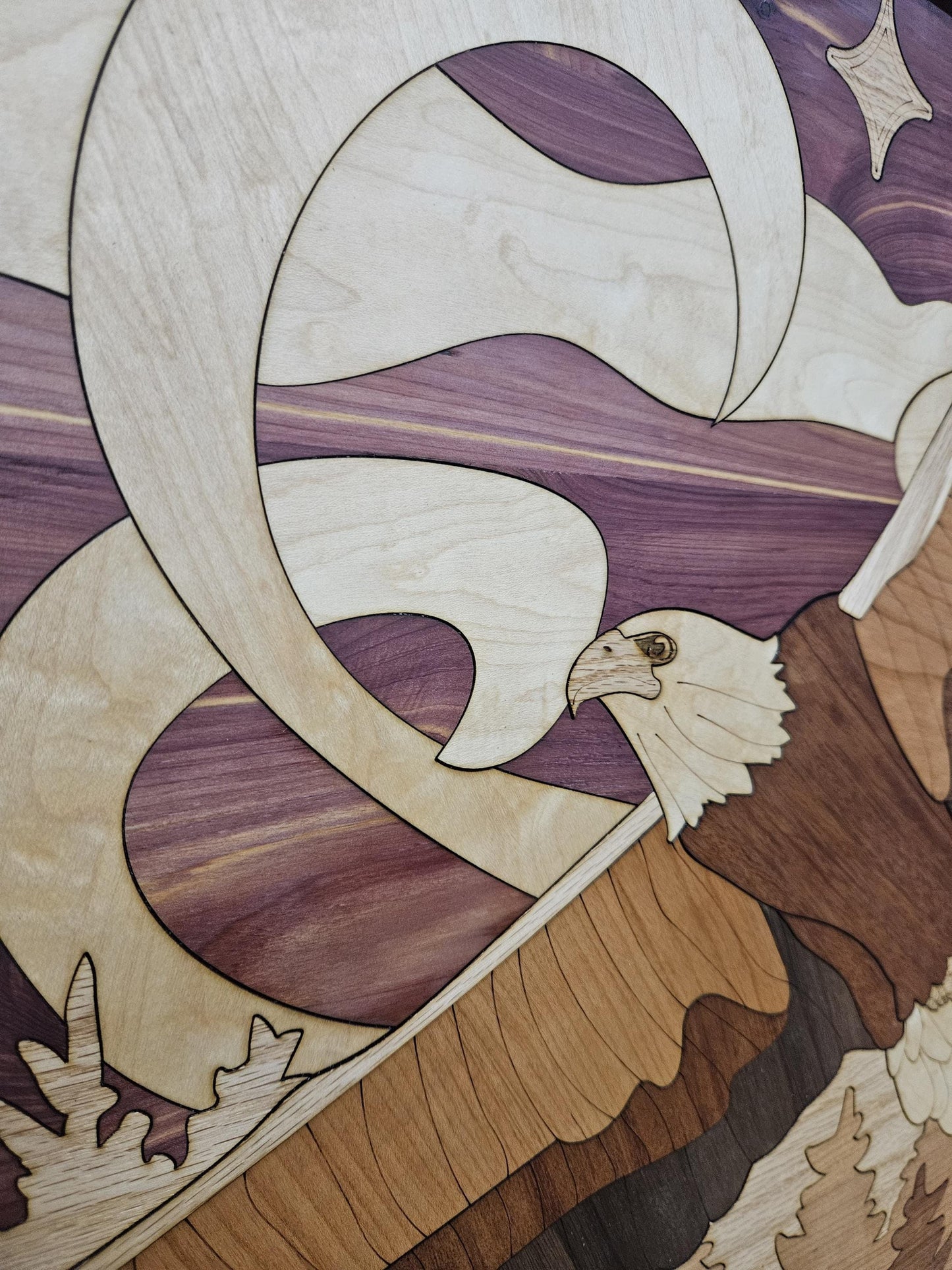 Handcrafted Soaring Eagle Wood Wall Art