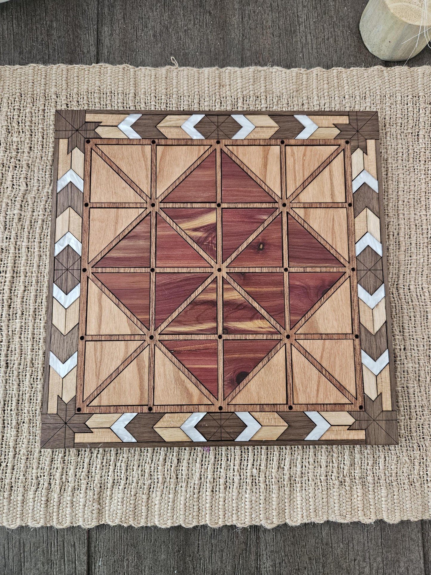 Wooden Alquerque Board Game