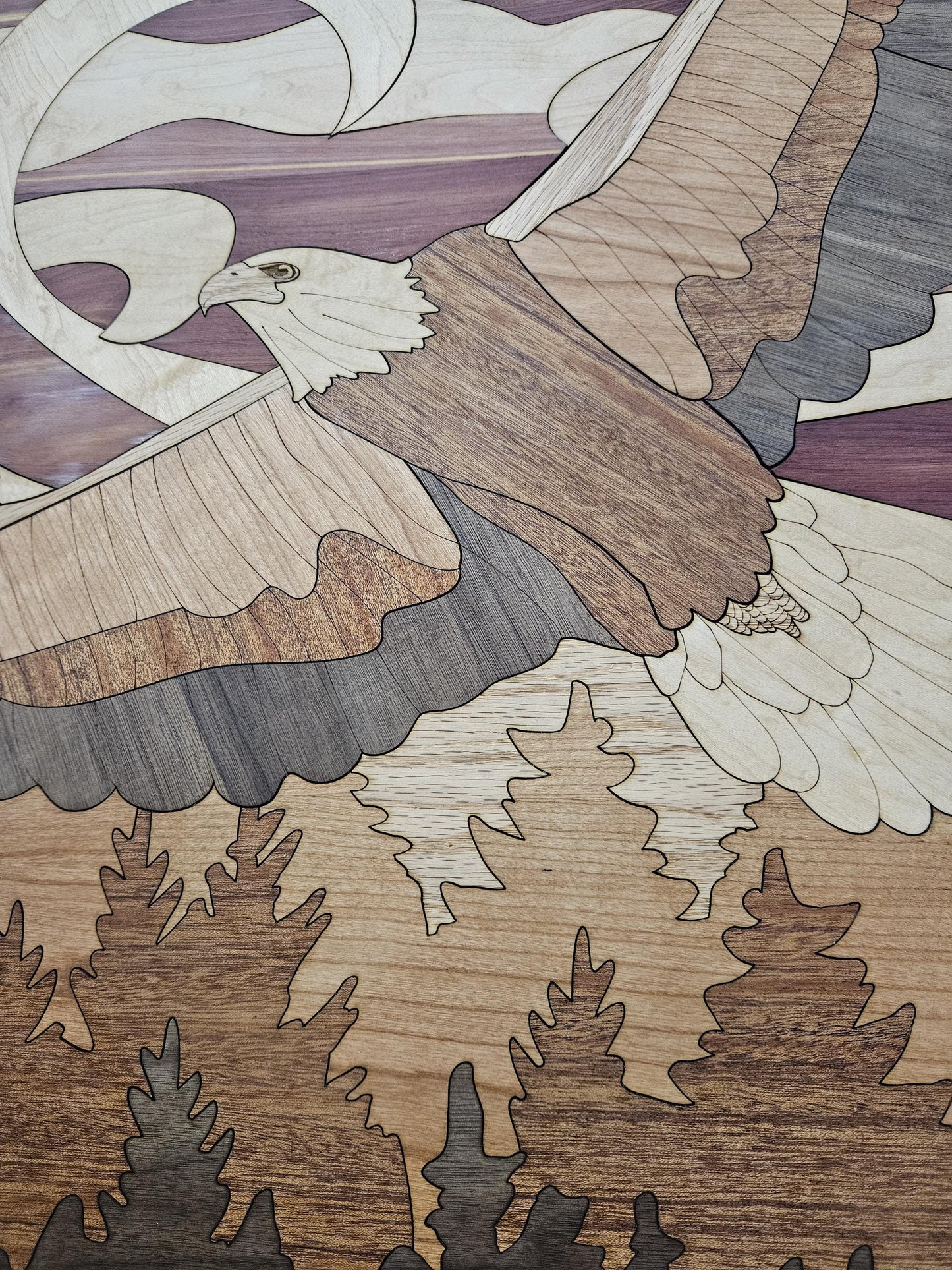 Handcrafted Soaring Eagle Wood Wall Art