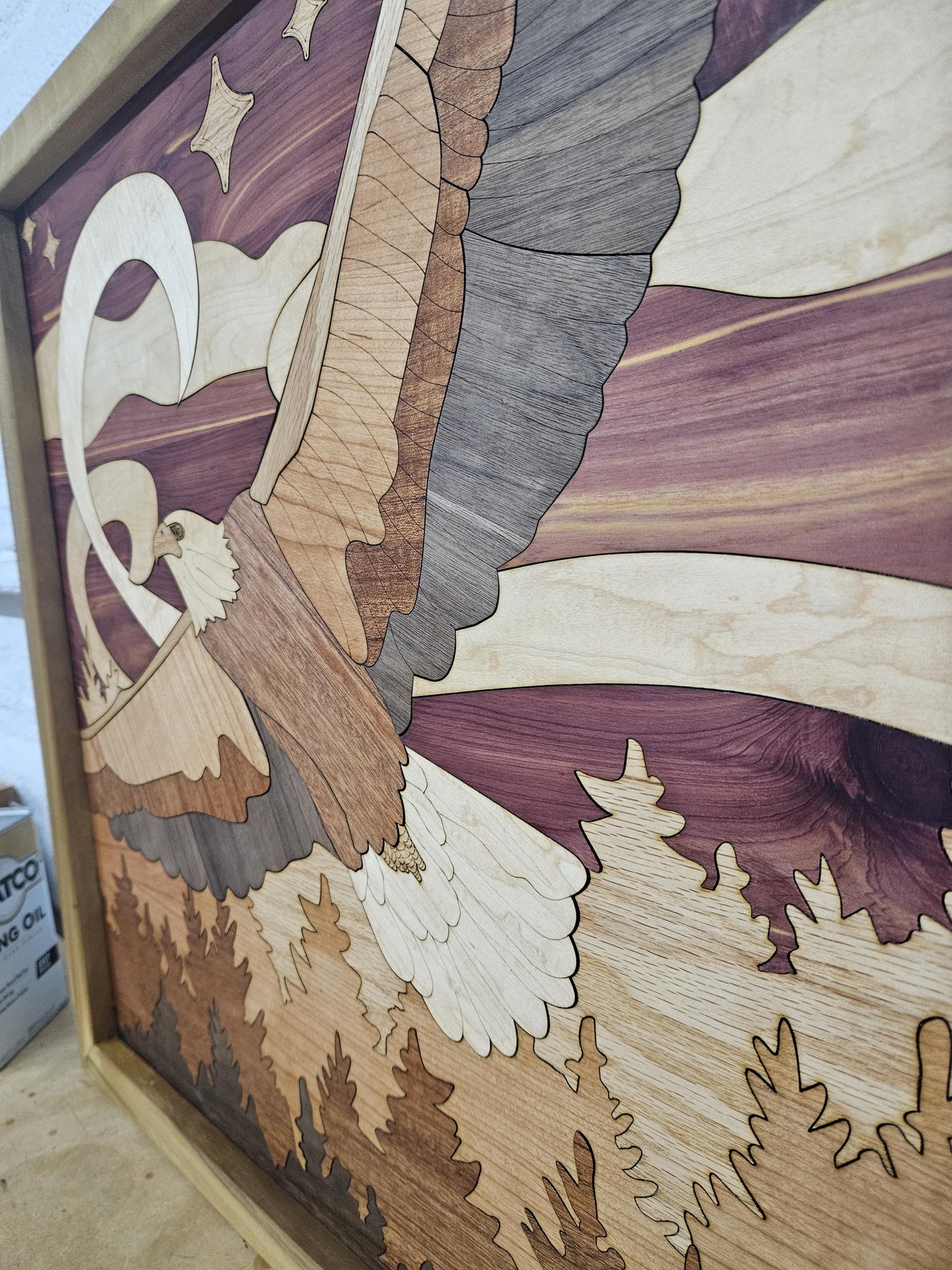 Handcrafted Soaring Eagle Wood Wall Art