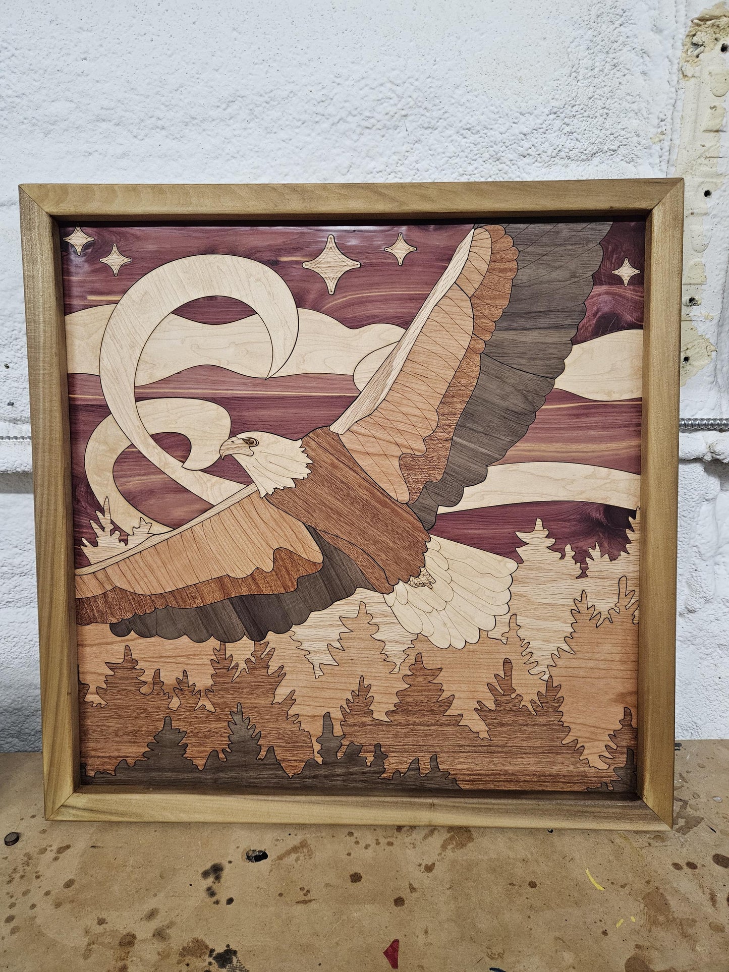 Handcrafted Soaring Eagle Wood Wall Art