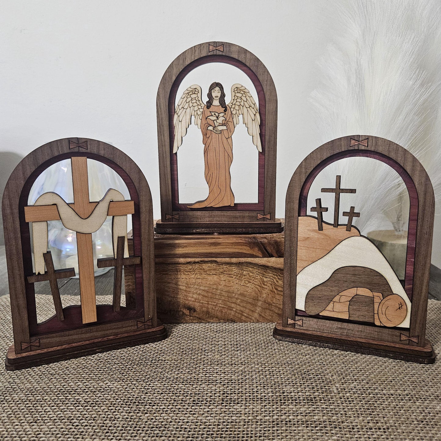 Wood Easter Mantle Arch Decor