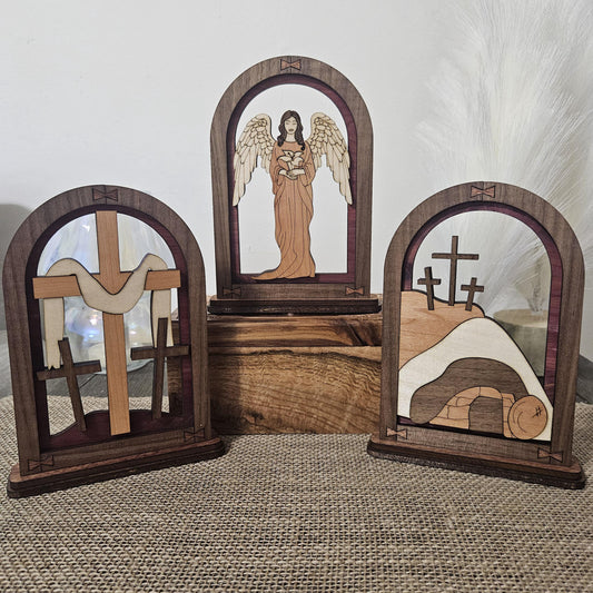Wood Easter Mantle Arch Decor