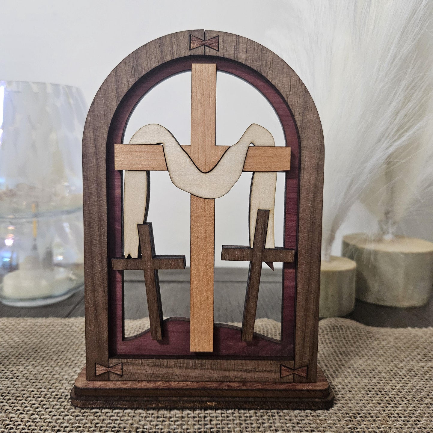 Wood Easter Mantle Arch Decor
