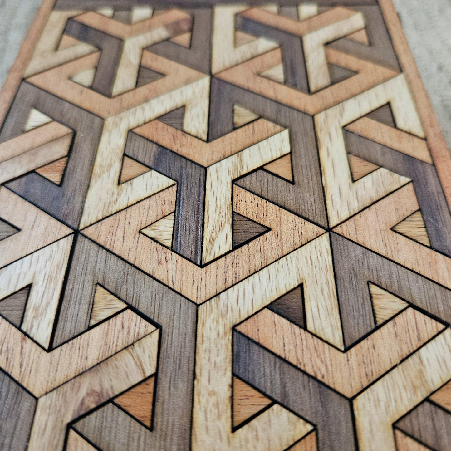 Handcrafted Wooden Luxury Card Box with Geometric Design