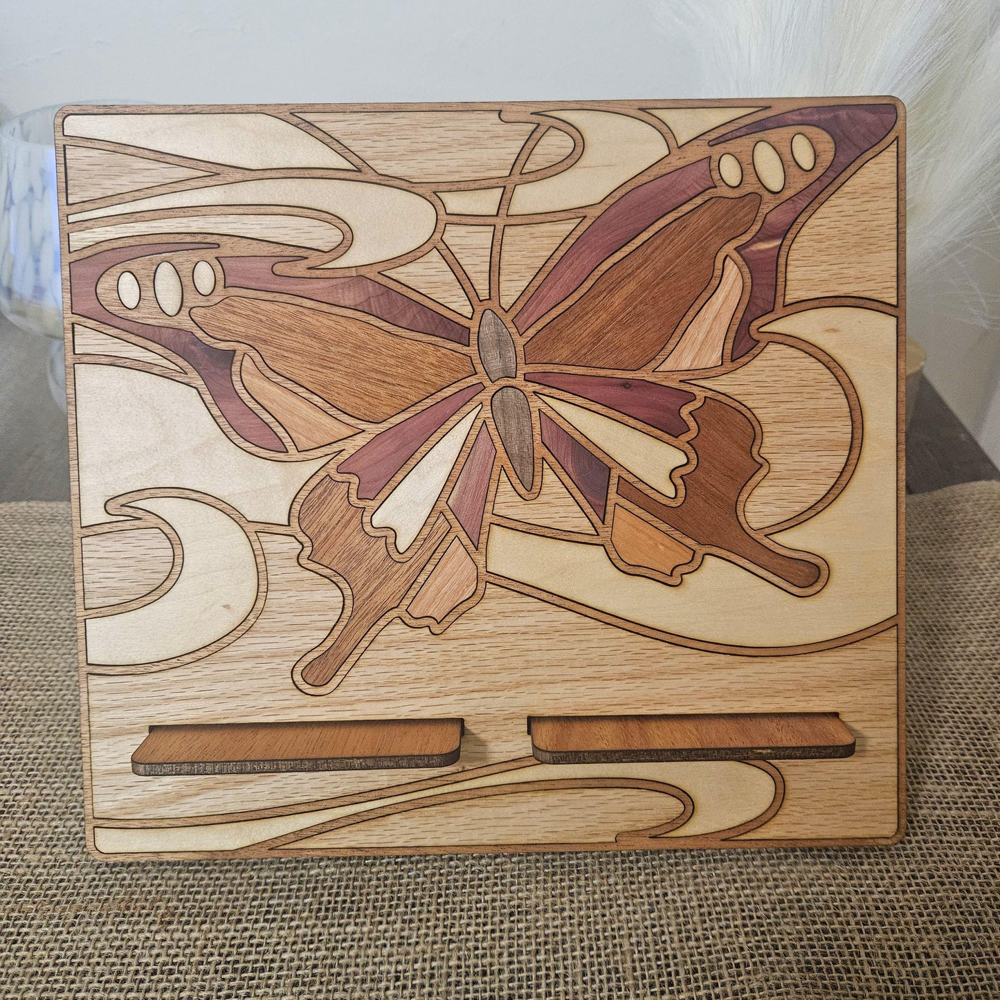 Wooden Butterfly Tablet or Cookbook Stand