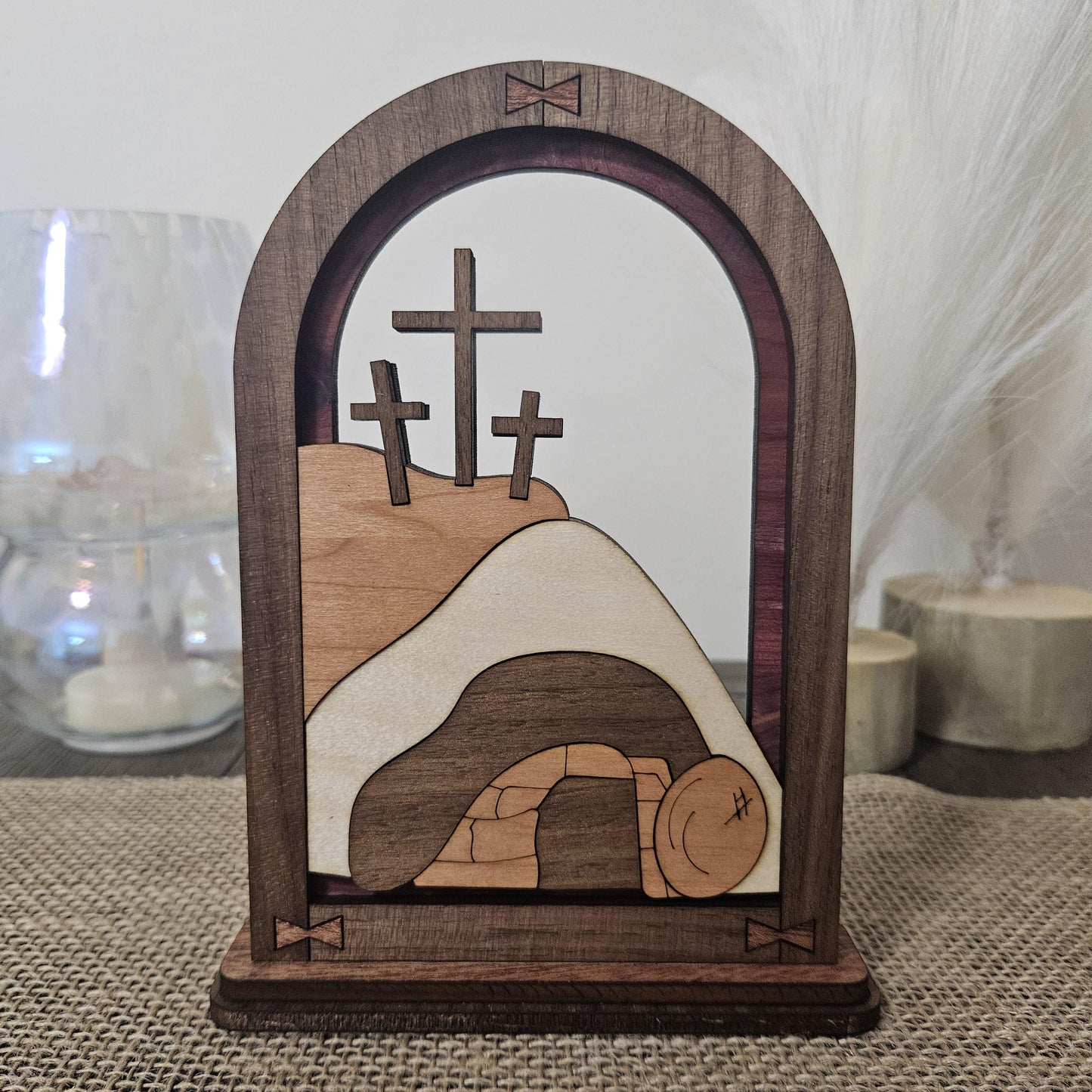 Wood Easter Mantle Arch Decor