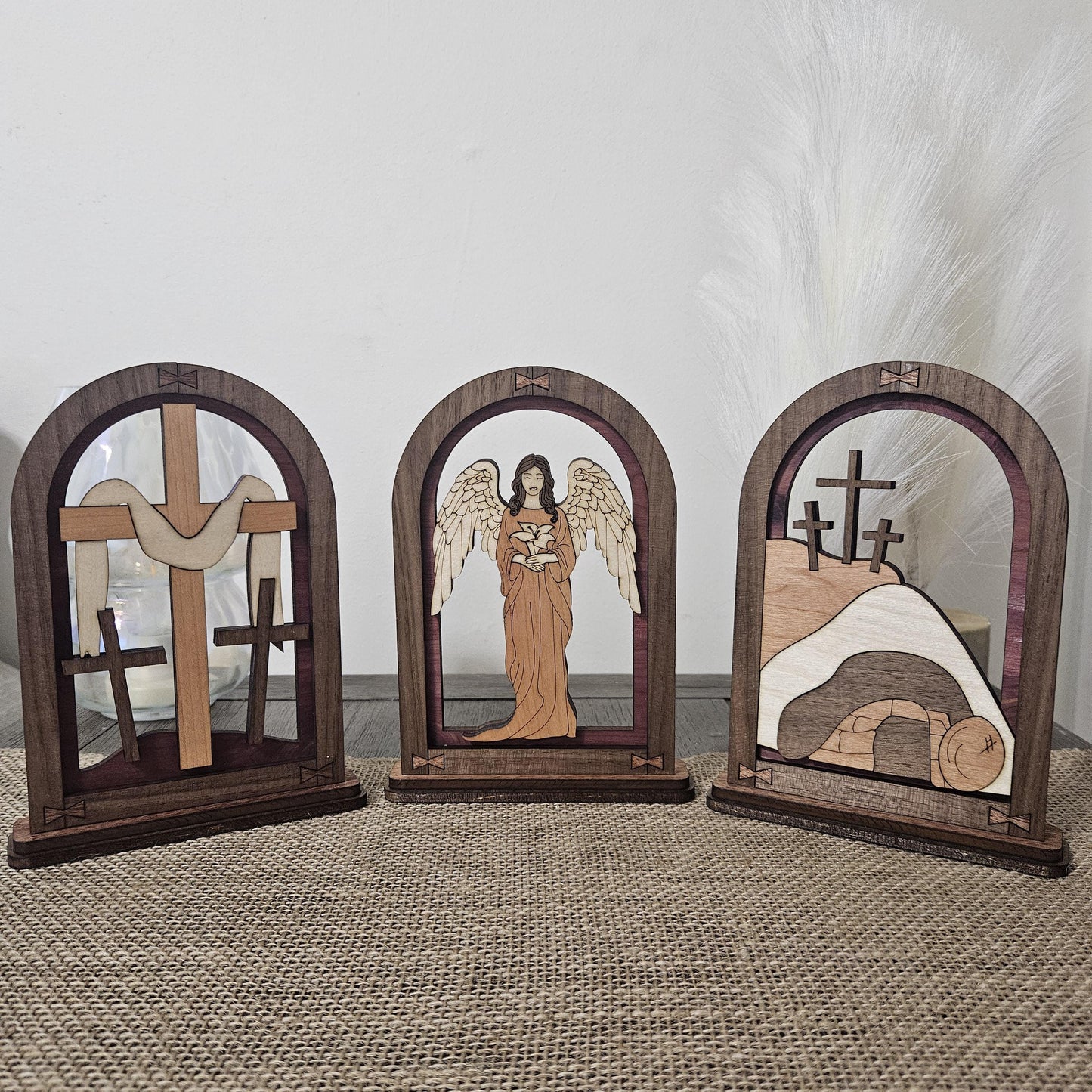 Wood Easter Mantle Arch Decor