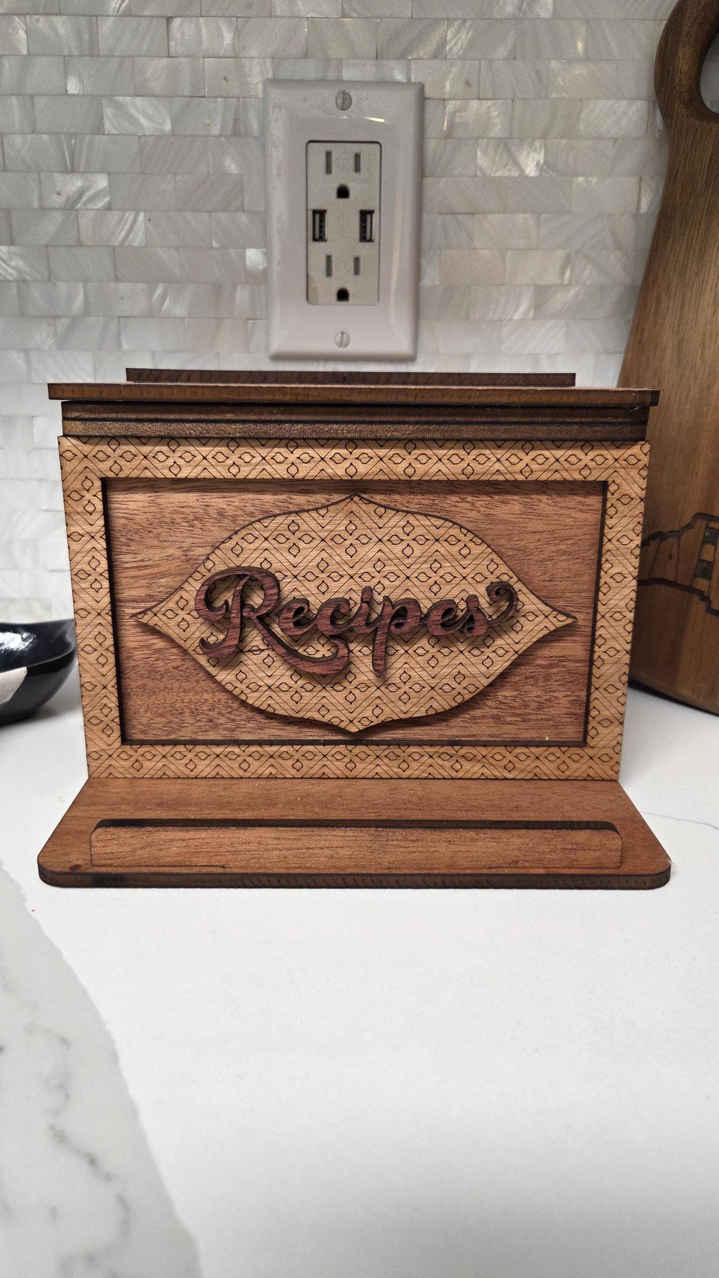 Handmade Wooden Recipe Box with Dividers