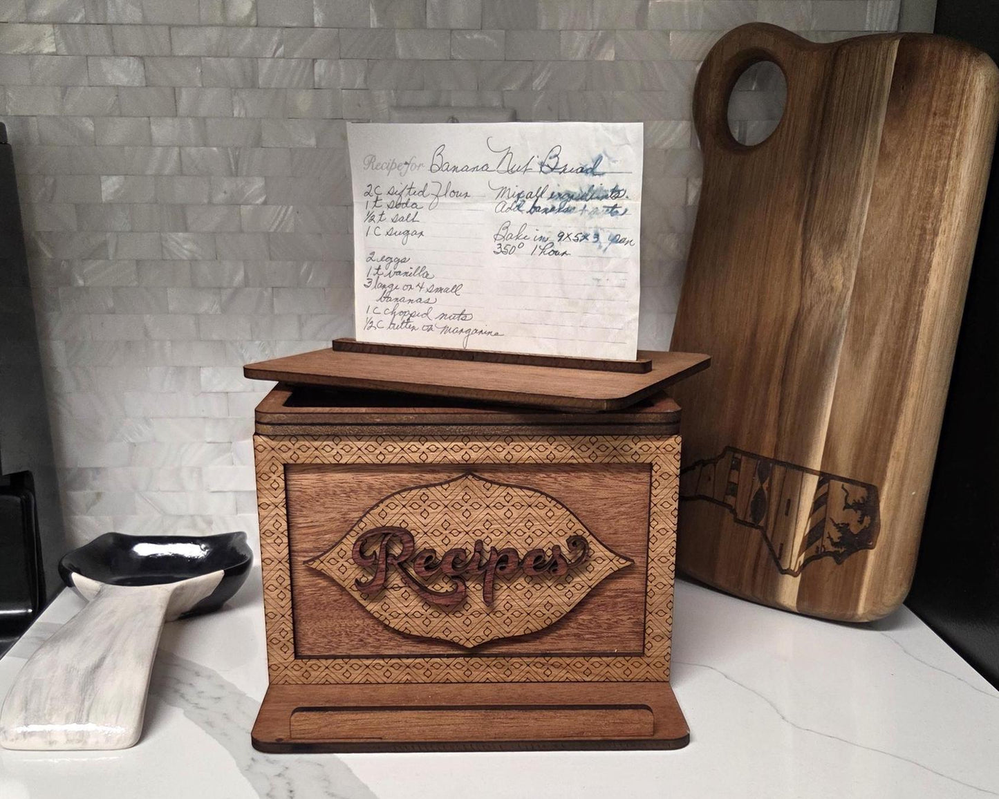 Handmade Wooden Recipe Box with Dividers