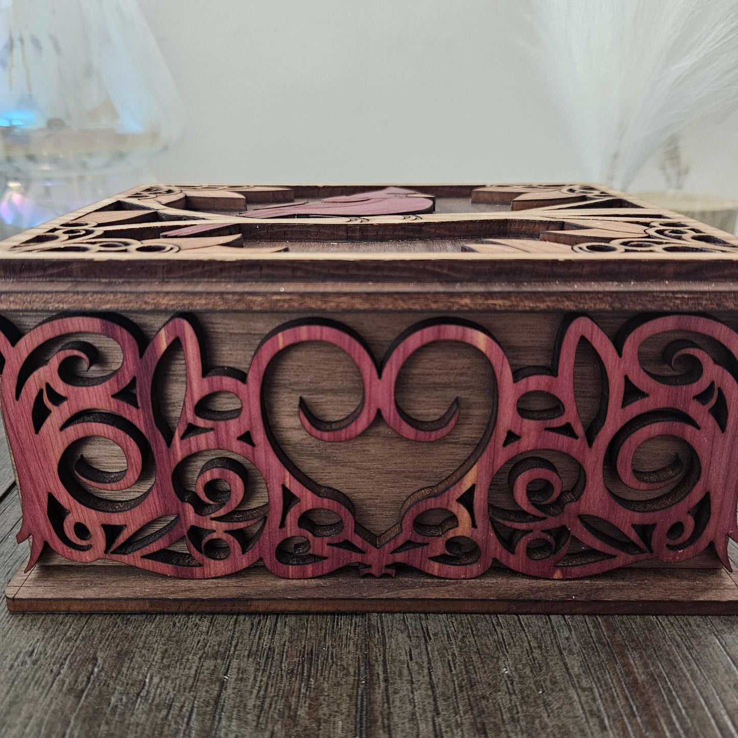 Handmade Wooden Box with Cardinal Lid