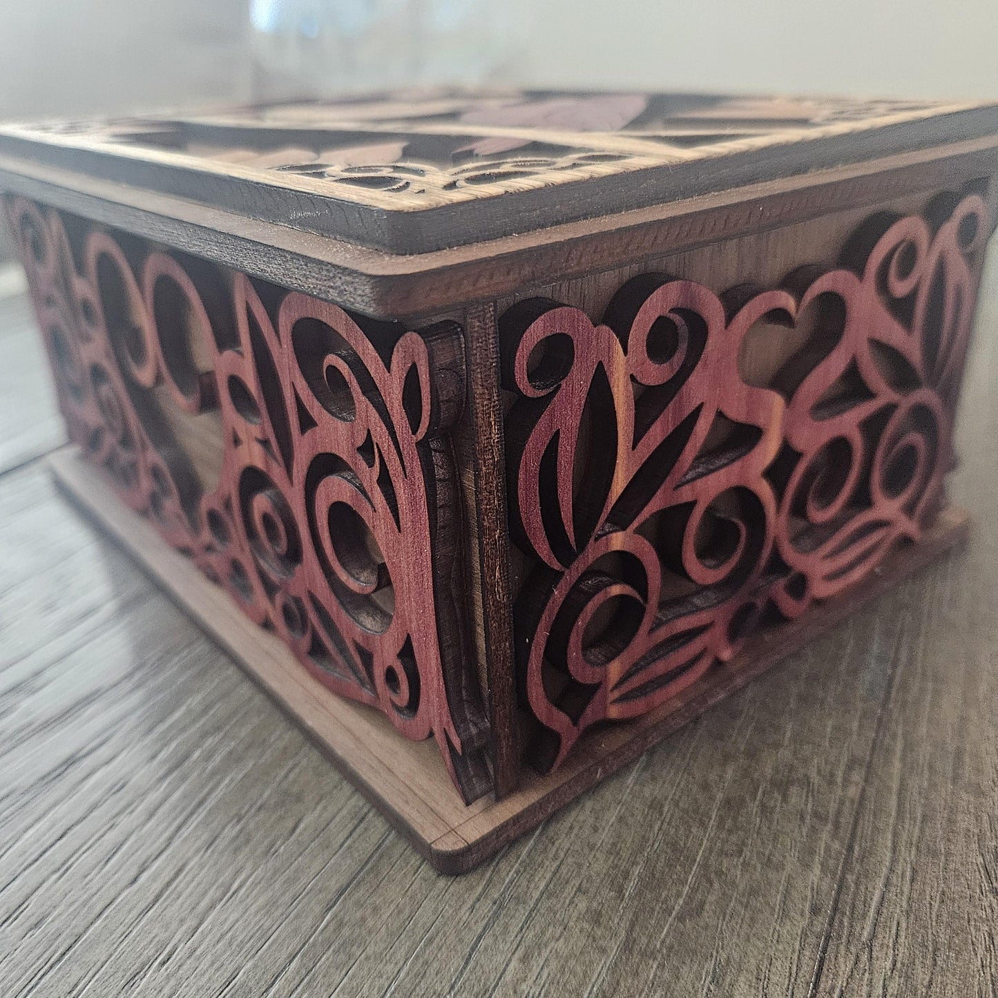 Handmade Wooden Box with Cardinal Lid
