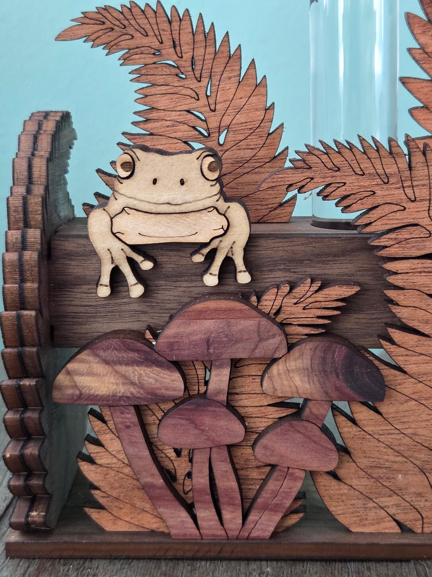 Wooden Frog Propagation Station with Test Tubes